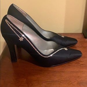 Midnight Blue Satin Pumps